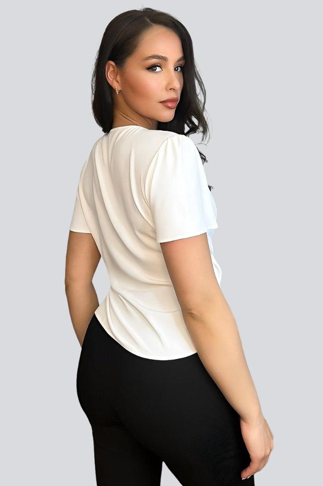 White Wrap Through A Circle Blouse-SinglePrice