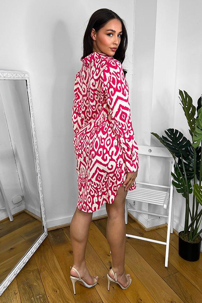 Lightweight Monochrome Print Shirt Dress-SinglePrice