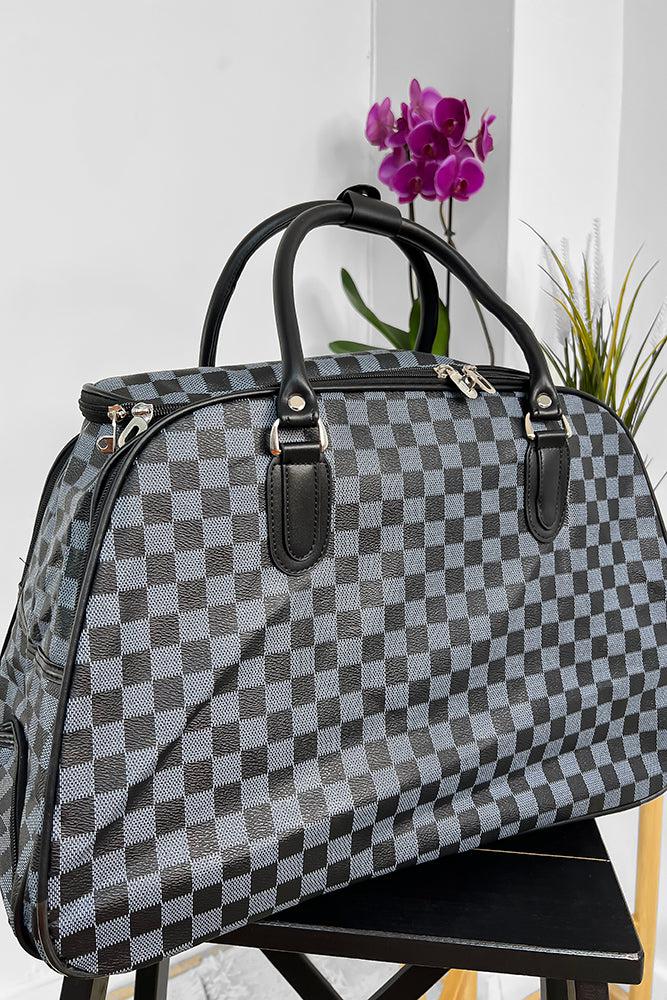 Monochrome Check Cabin Size Travel Bag-SinglePrice