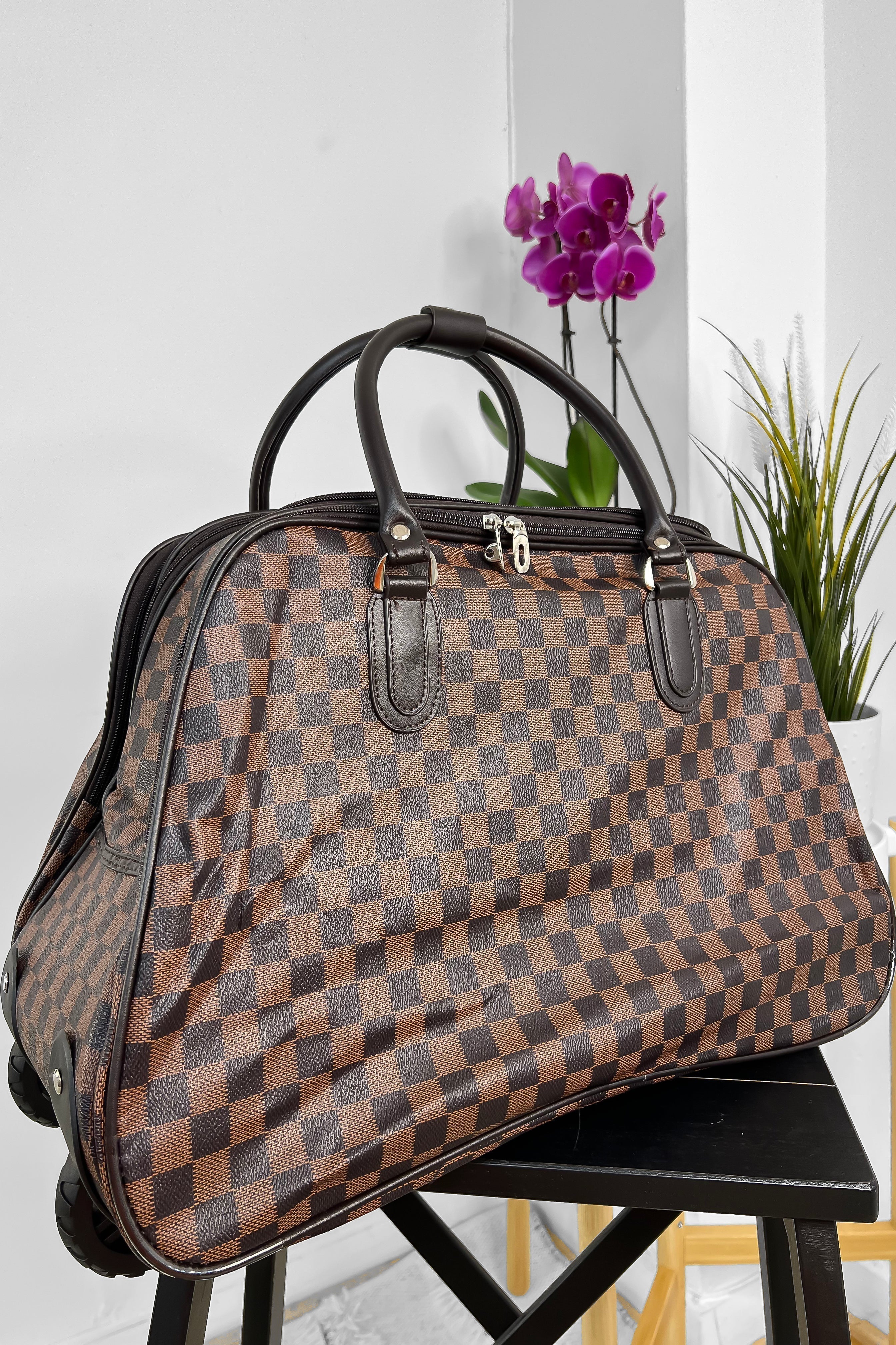 Monochrome Check Cabin Size Travel Bag-SinglePrice