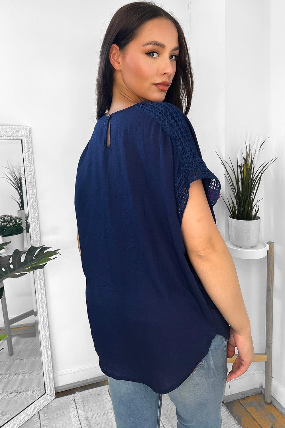 Crochet Trims Batwing Top-SinglePrice