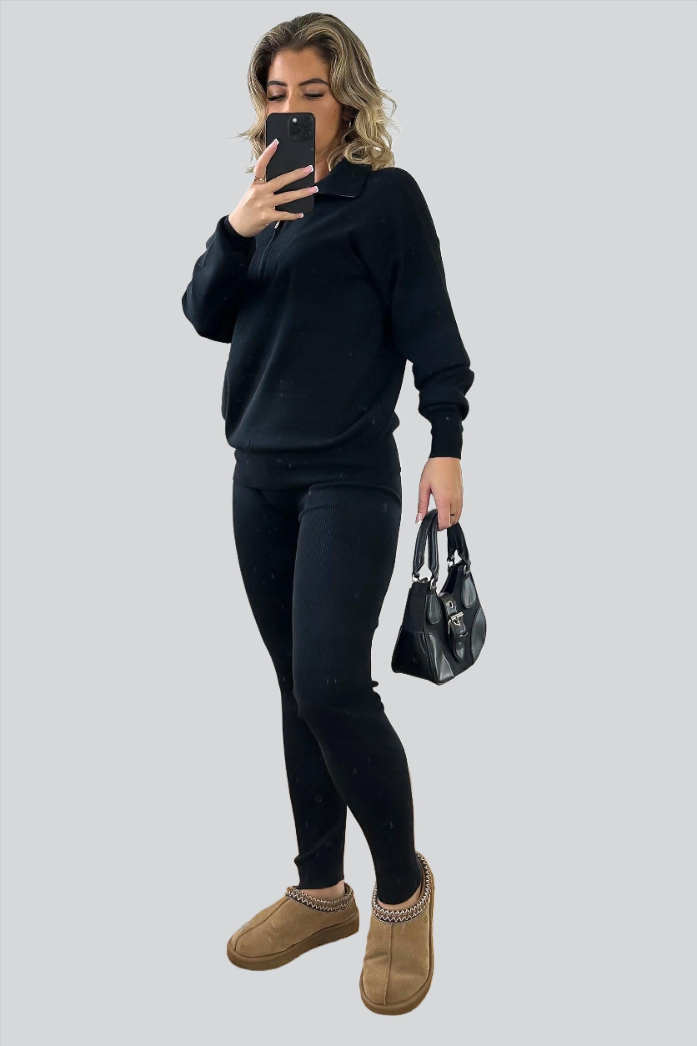 Polo Zip Two Piece Knitted Set-SinglePrice