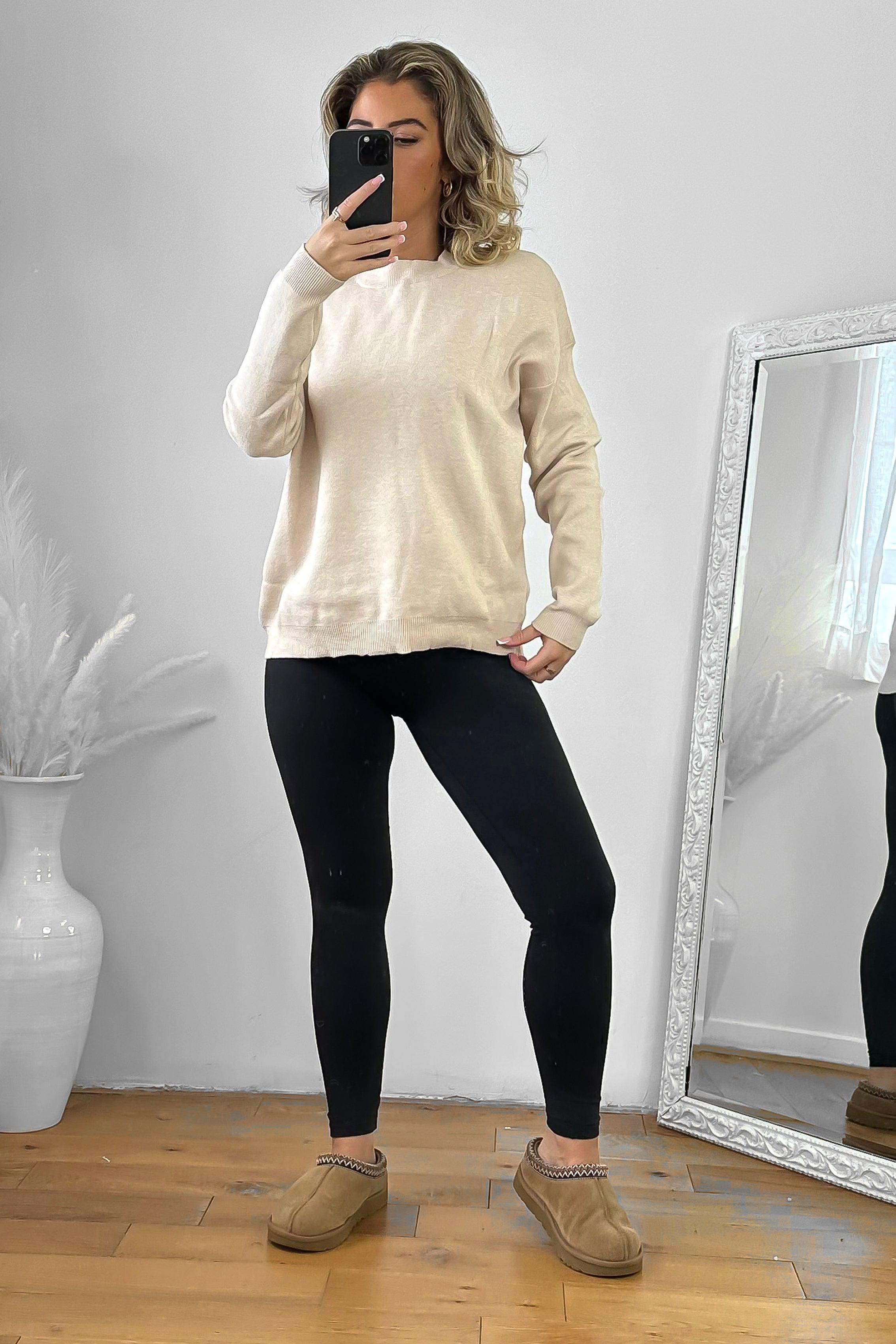 Beige Sweatshirt Style Pullover-SinglePrice