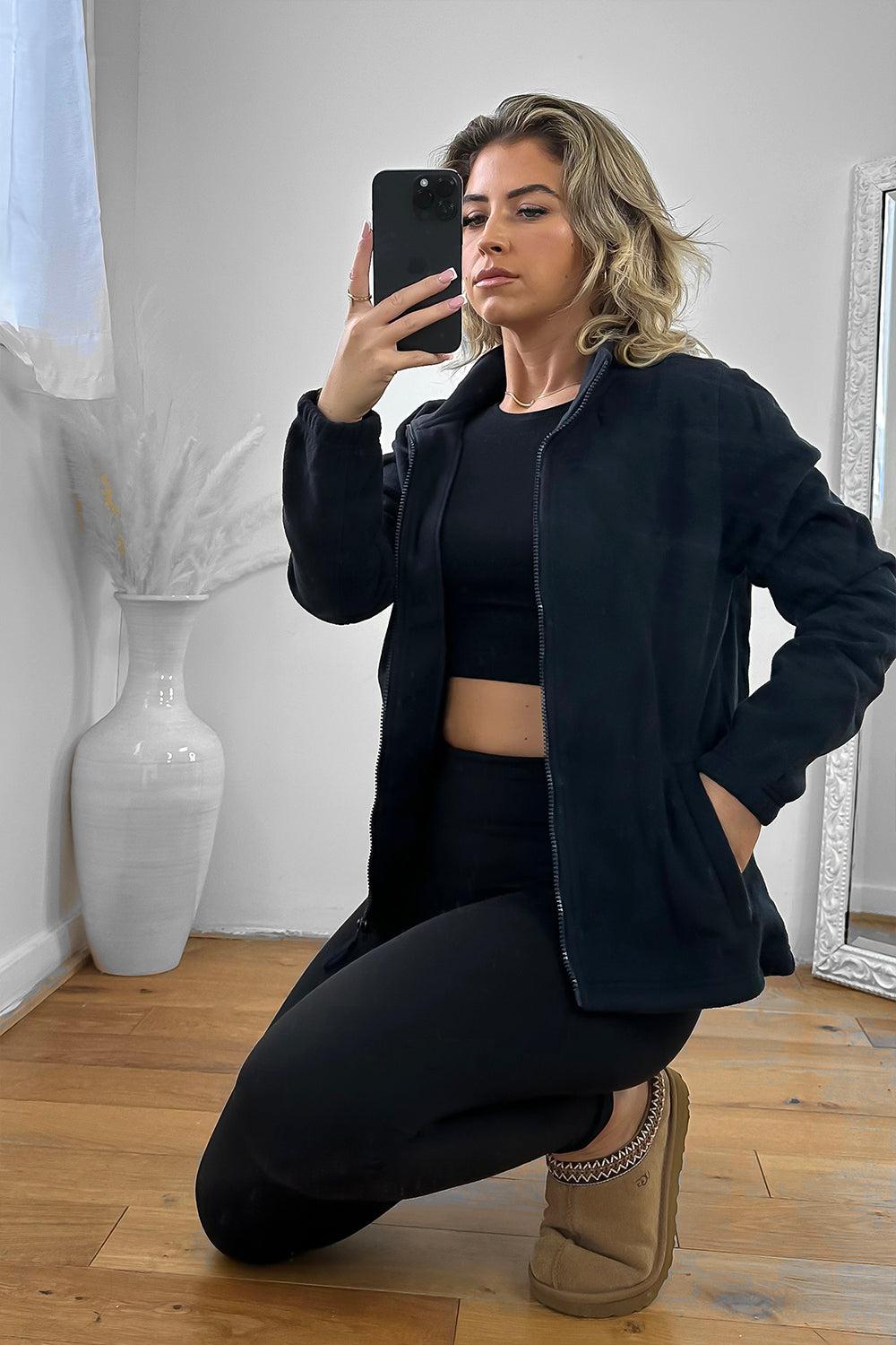 Zipped Front High Neck Fleece Jacket-SinglePrice