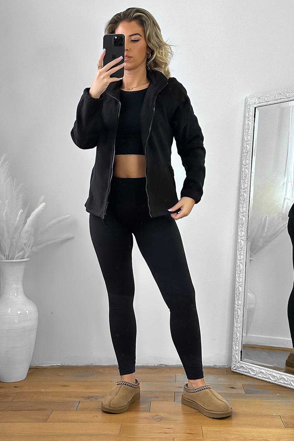 Zipped Front High Neck Fleece Jacket-SinglePrice