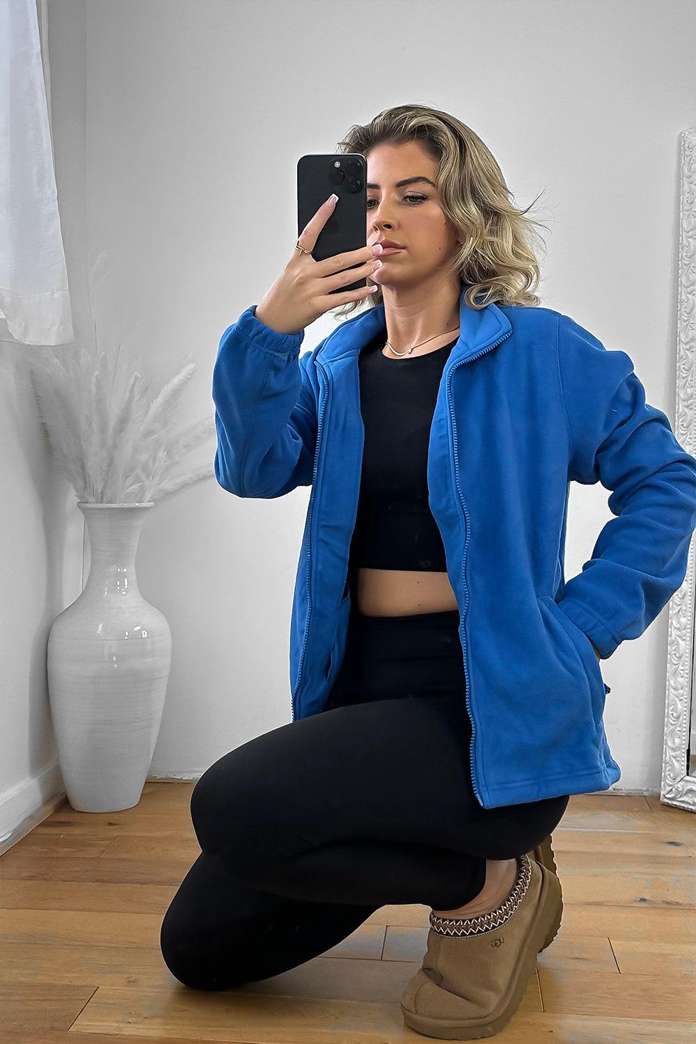 Zipped Front High Neck Fleece Jacket-SinglePrice