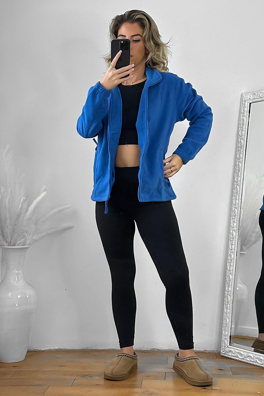 Zipped Front High Neck Fleece Jacket-SinglePrice