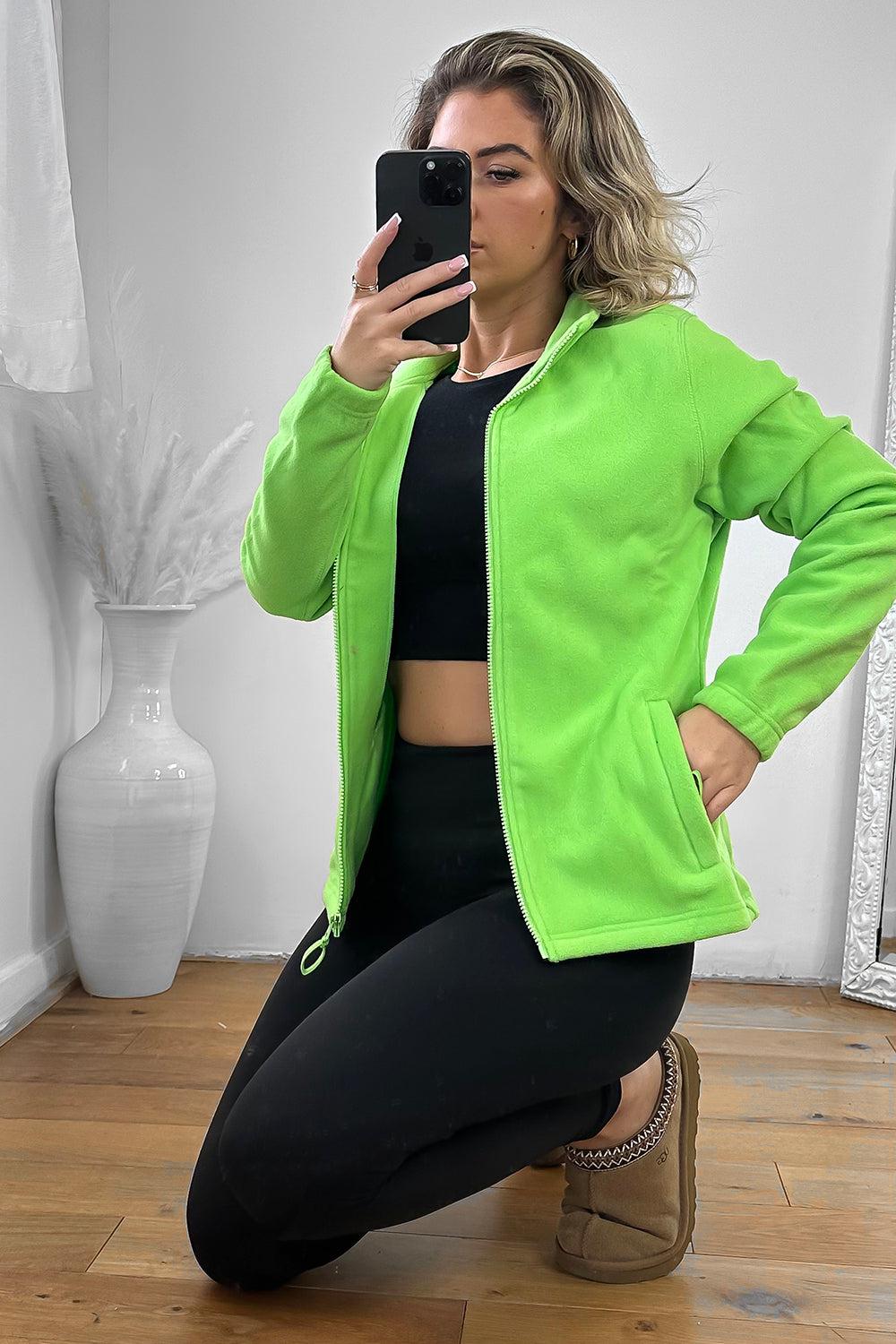 Zipped Front High Neck Fleece Jacket-SinglePrice