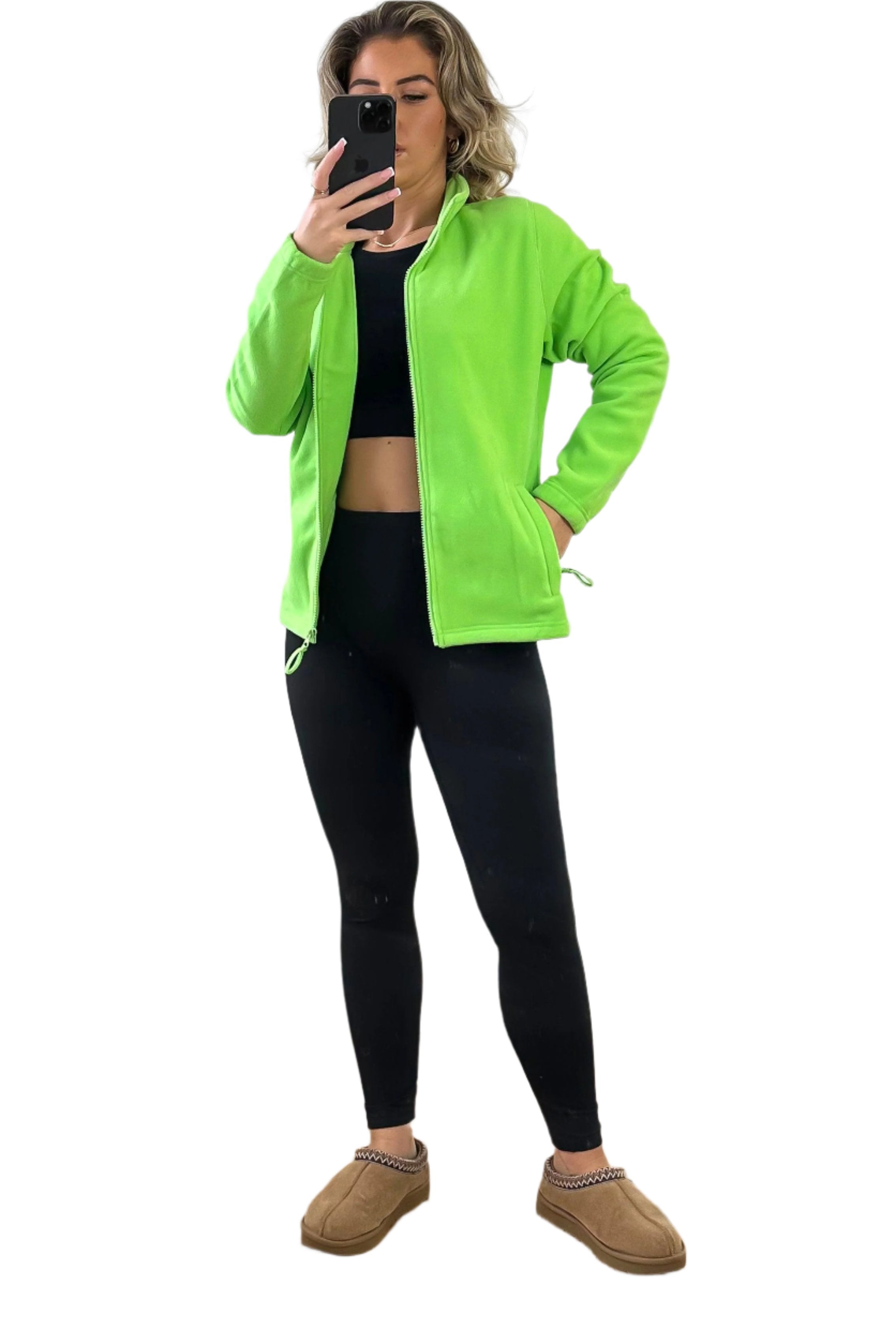 Zipped Front High Neck Fleece Jacket-SinglePrice
