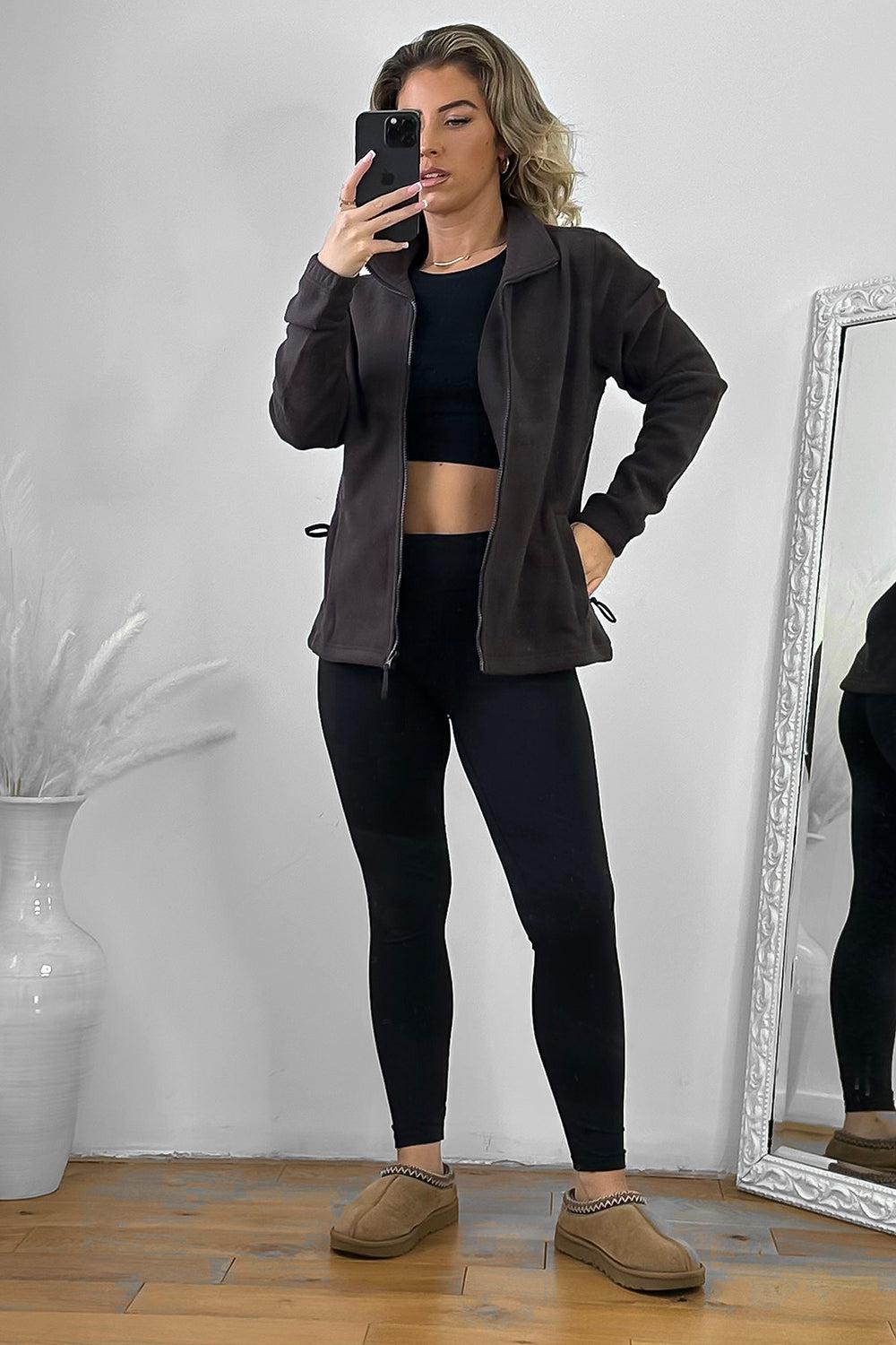 Zipped Front High Neck Fleece Jacket-SinglePrice