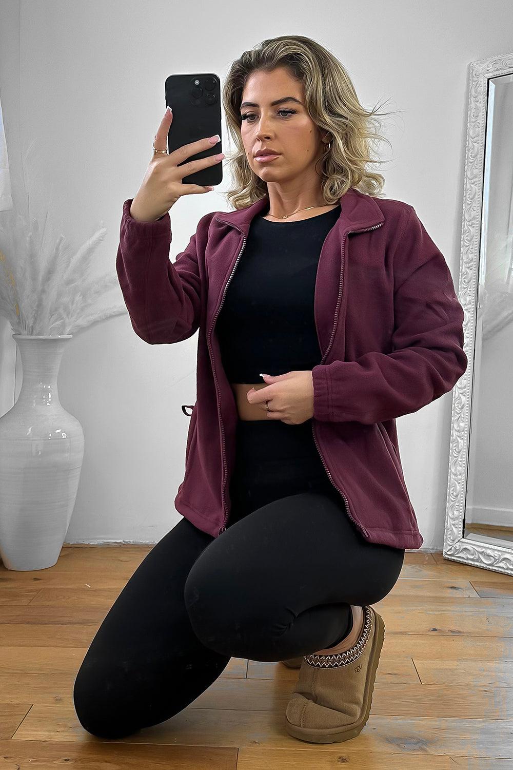 Zipped Front High Neck Fleece Jacket-SinglePrice