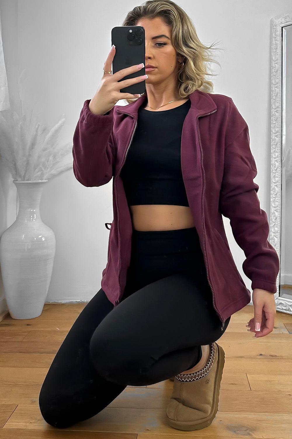 Zipped Front High Neck Fleece Jacket-SinglePrice