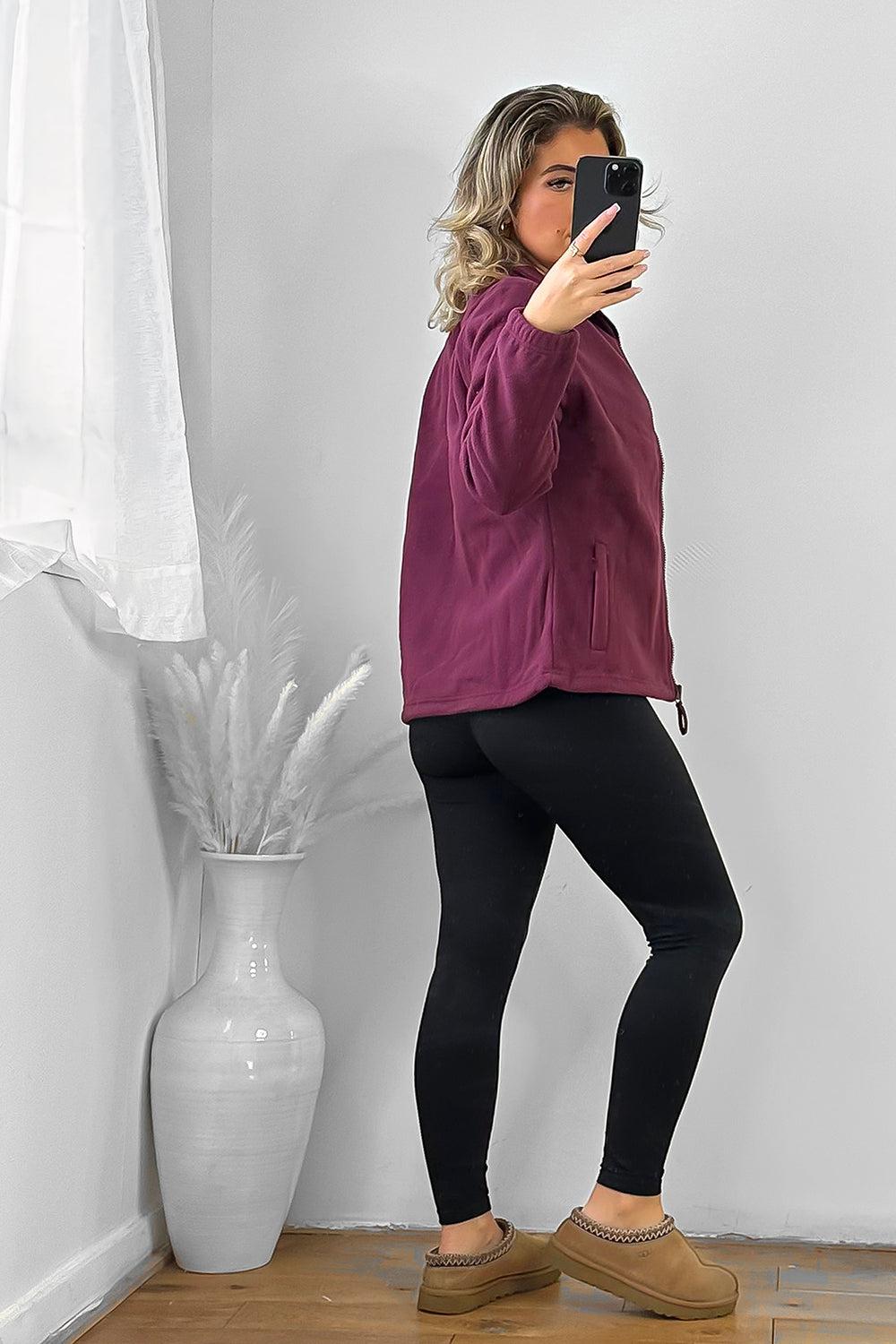 Zipped Front High Neck Fleece Jacket-SinglePrice