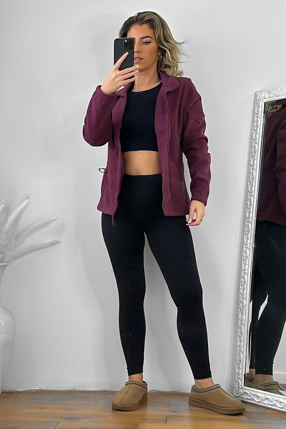 Zipped Front High Neck Fleece Jacket-SinglePrice