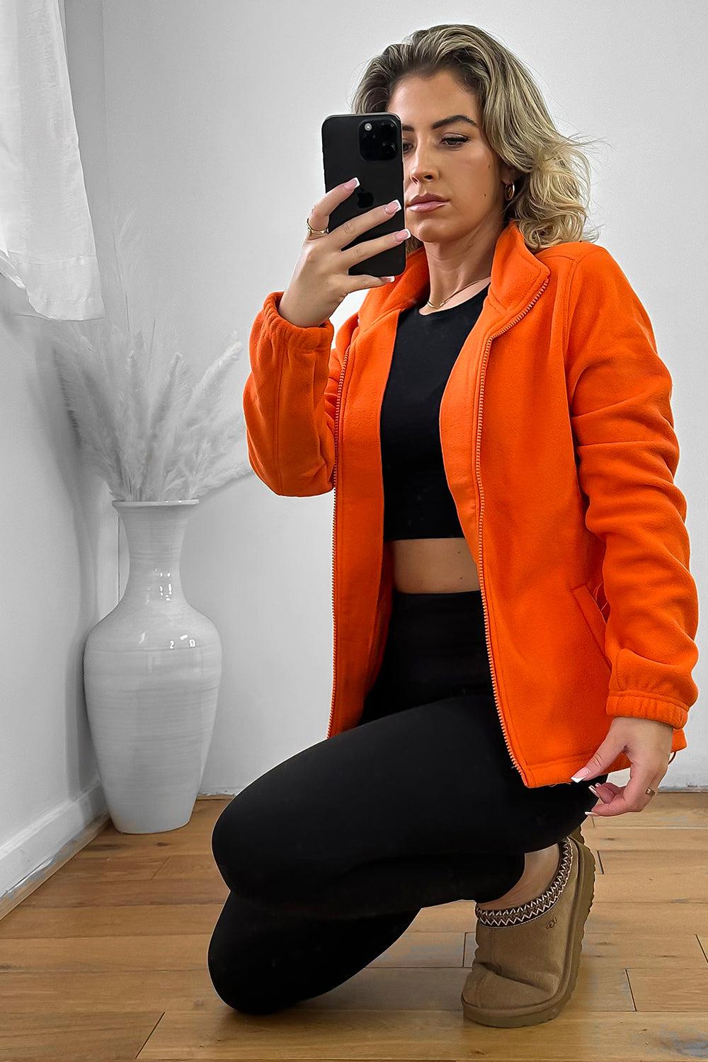 Zipped Front High Neck Fleece Jacket-SinglePrice