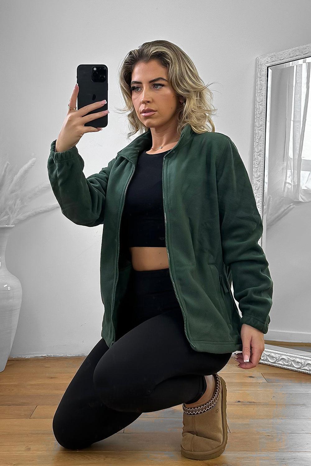 Zipped Front High Neck Fleece Jacket-SinglePrice