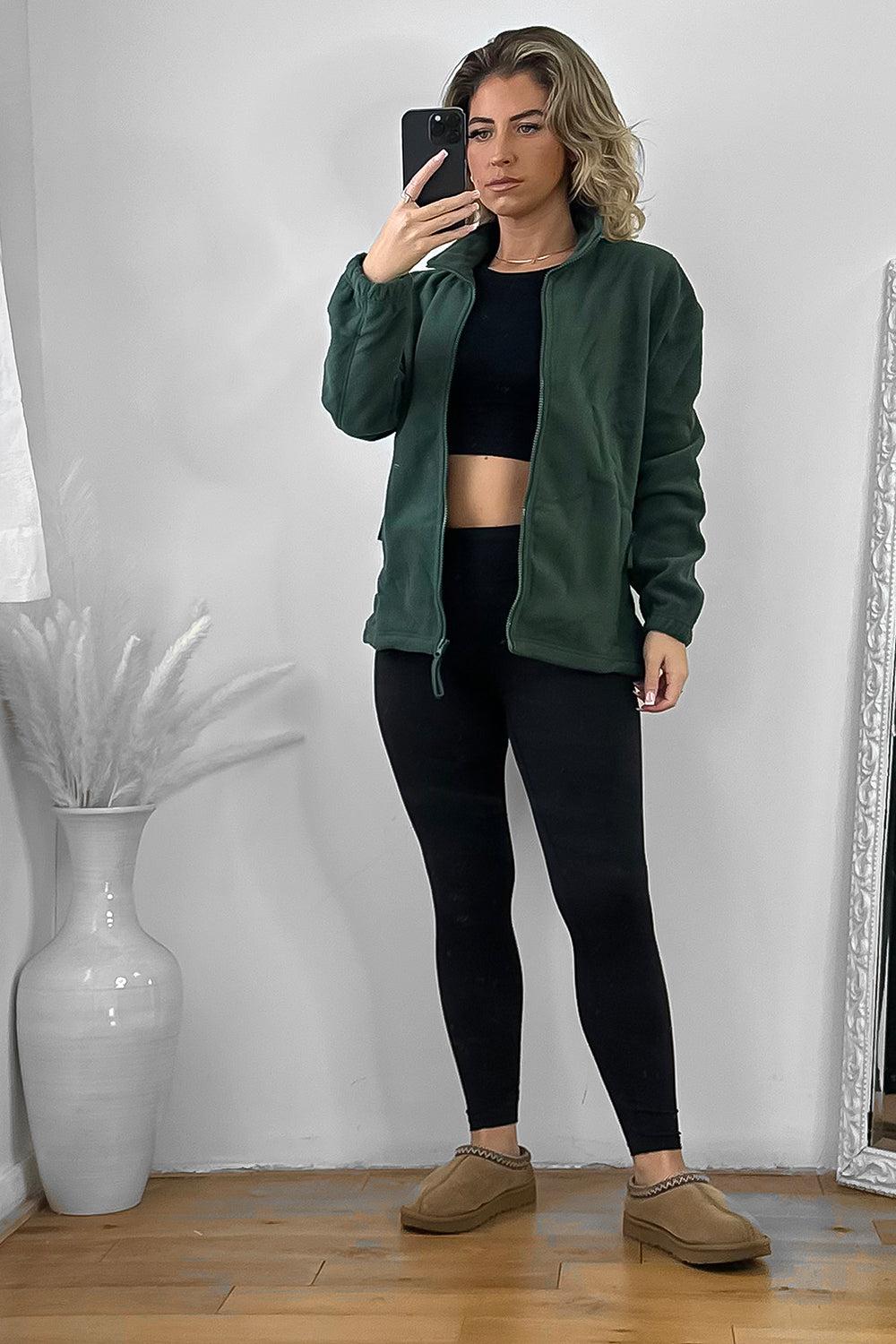 Zipped Front High Neck Fleece Jacket-SinglePrice