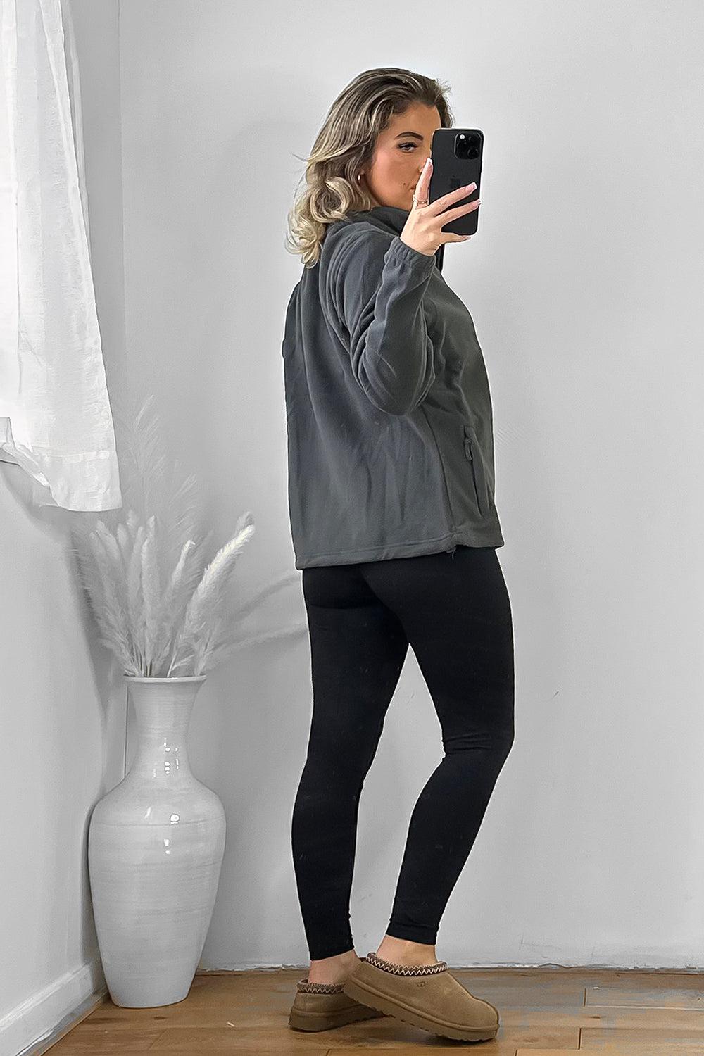 Zipped Front High Neck Fleece Jacket-SinglePrice