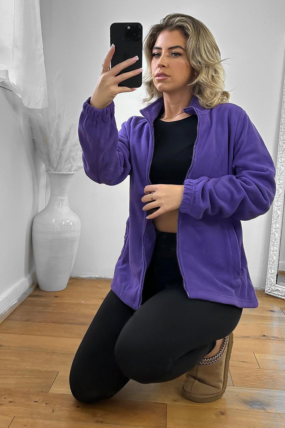 Zipped Front High Neck Fleece Jacket-SinglePrice