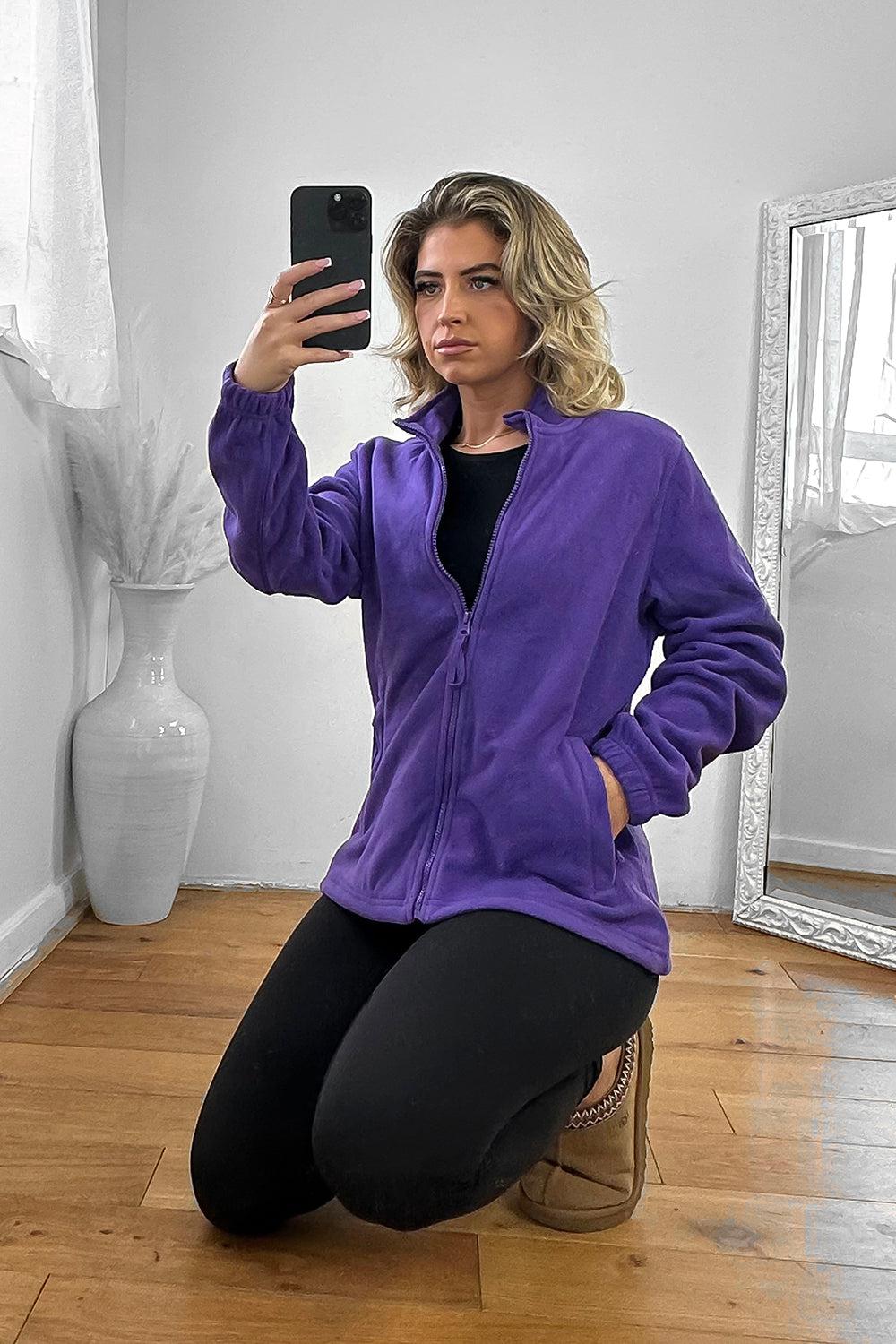 Zipped Front High Neck Fleece Jacket-SinglePrice