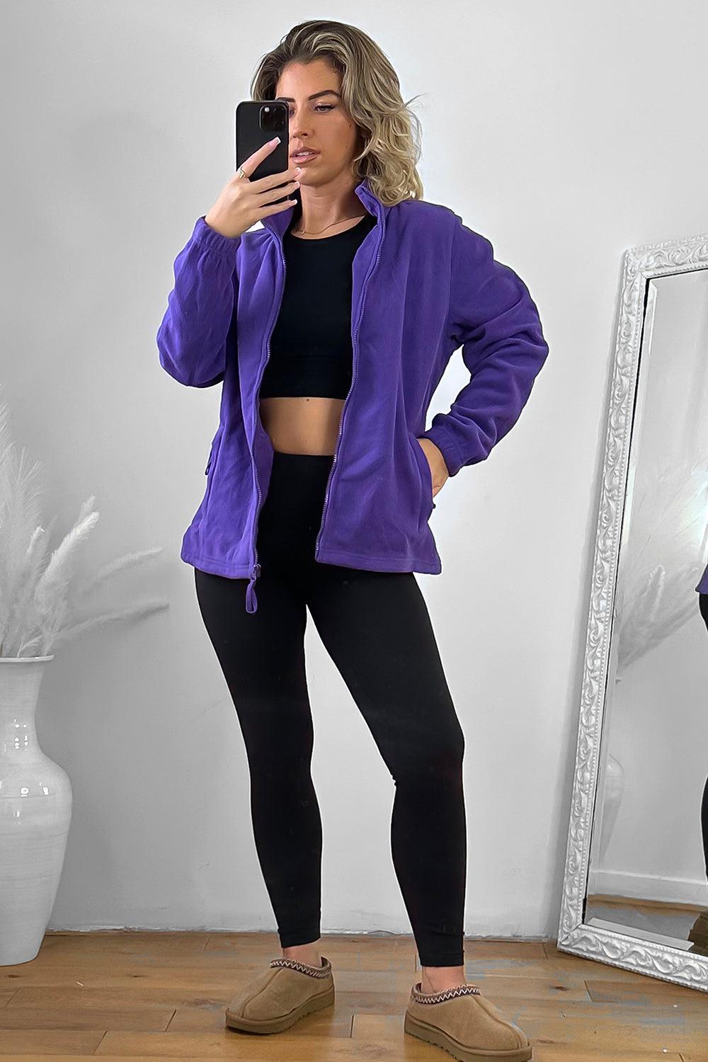 Zipped Front High Neck Fleece Jacket-SinglePrice