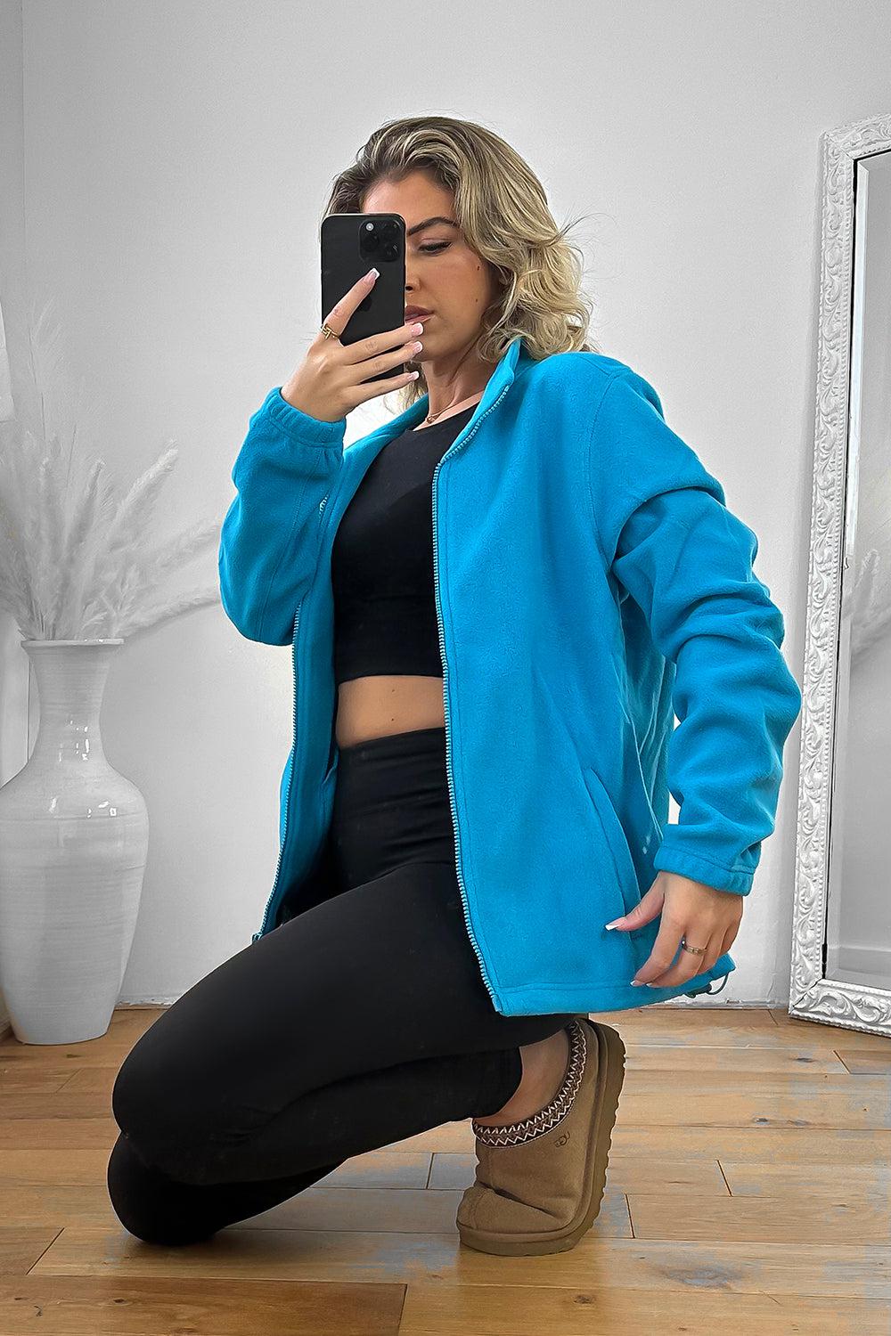 Zipped Front High Neck Fleece Jacket-SinglePrice