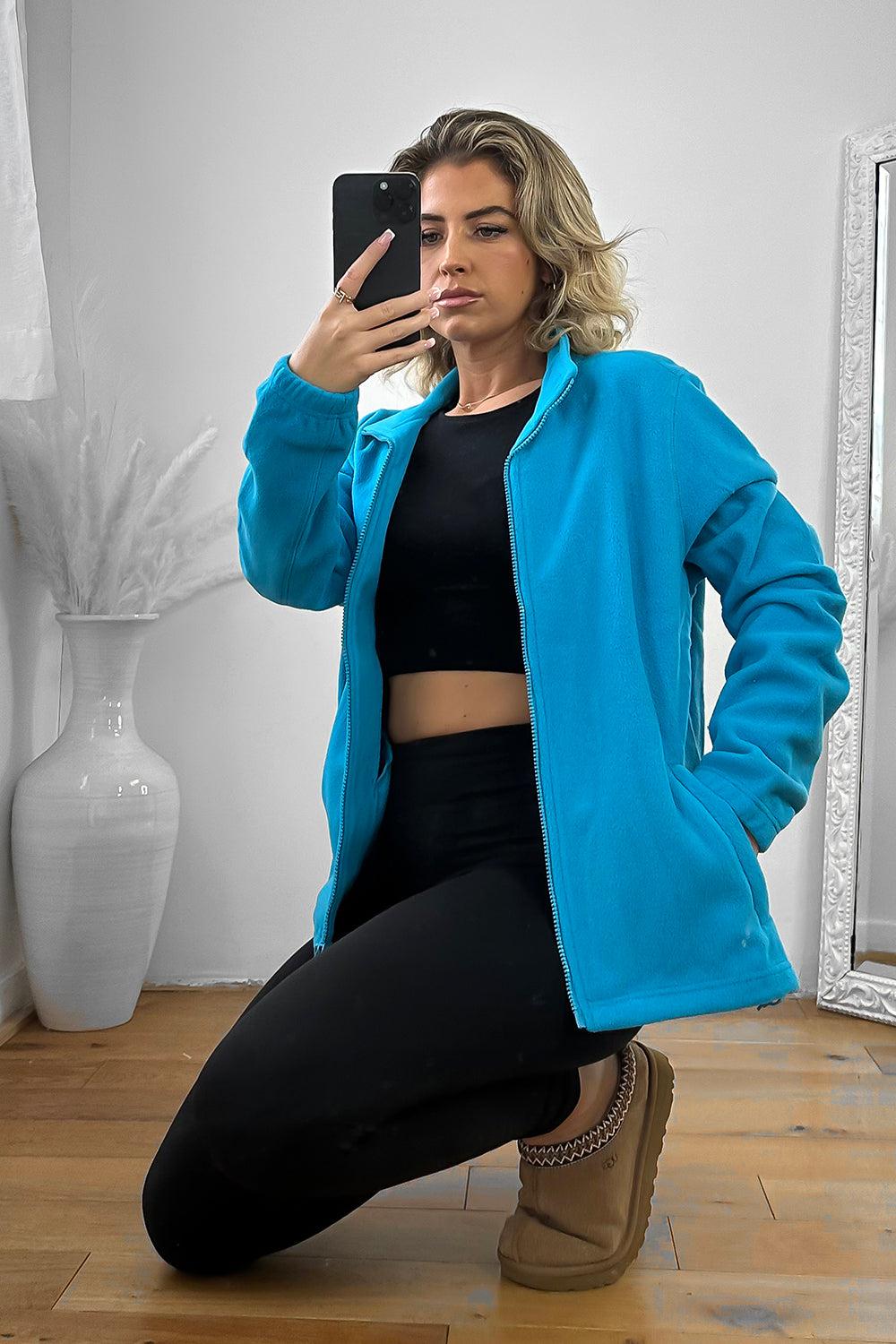 Zipped Front High Neck Fleece Jacket-SinglePrice