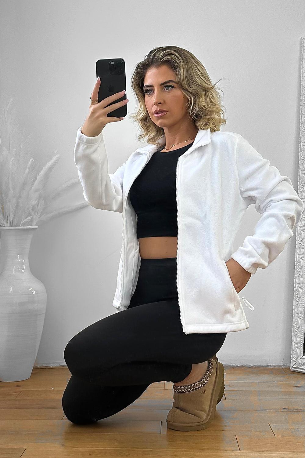 Zipped Front High Neck Fleece Jacket-SinglePrice