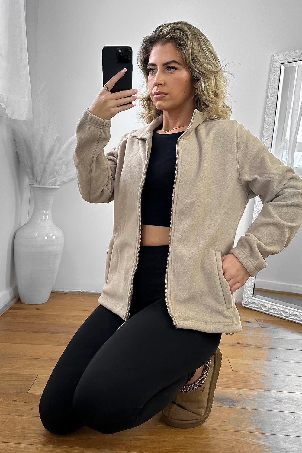 Zipped Front High Neck Fleece Jacket-SinglePrice