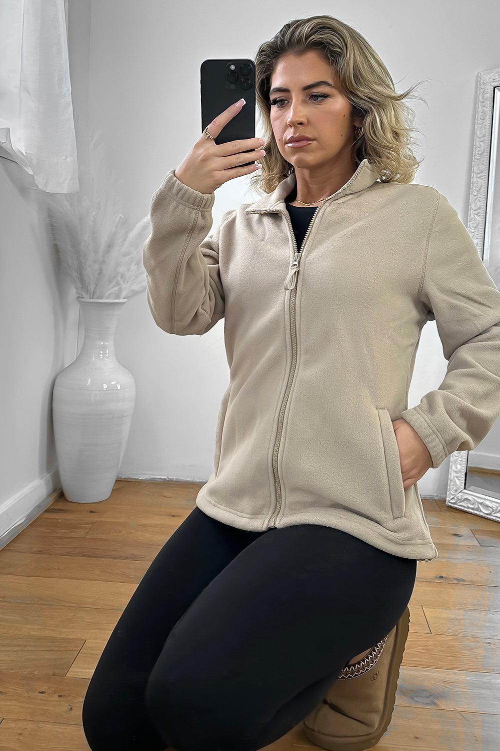 Zipped Front High Neck Fleece Jacket-SinglePrice