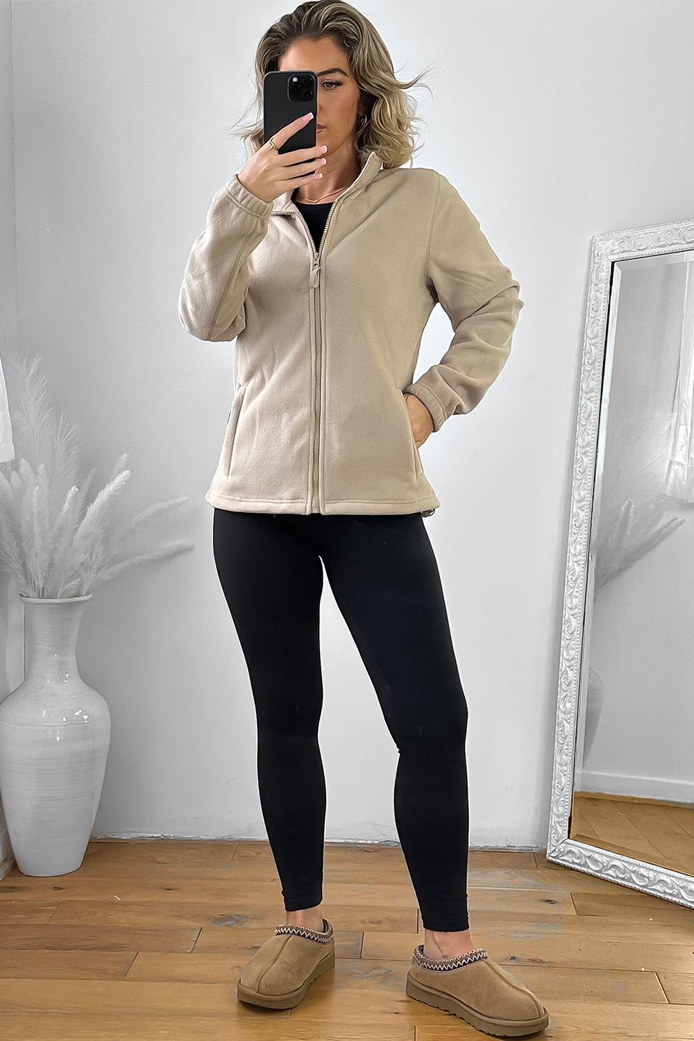 Zipped Front High Neck Fleece Jacket-SinglePrice