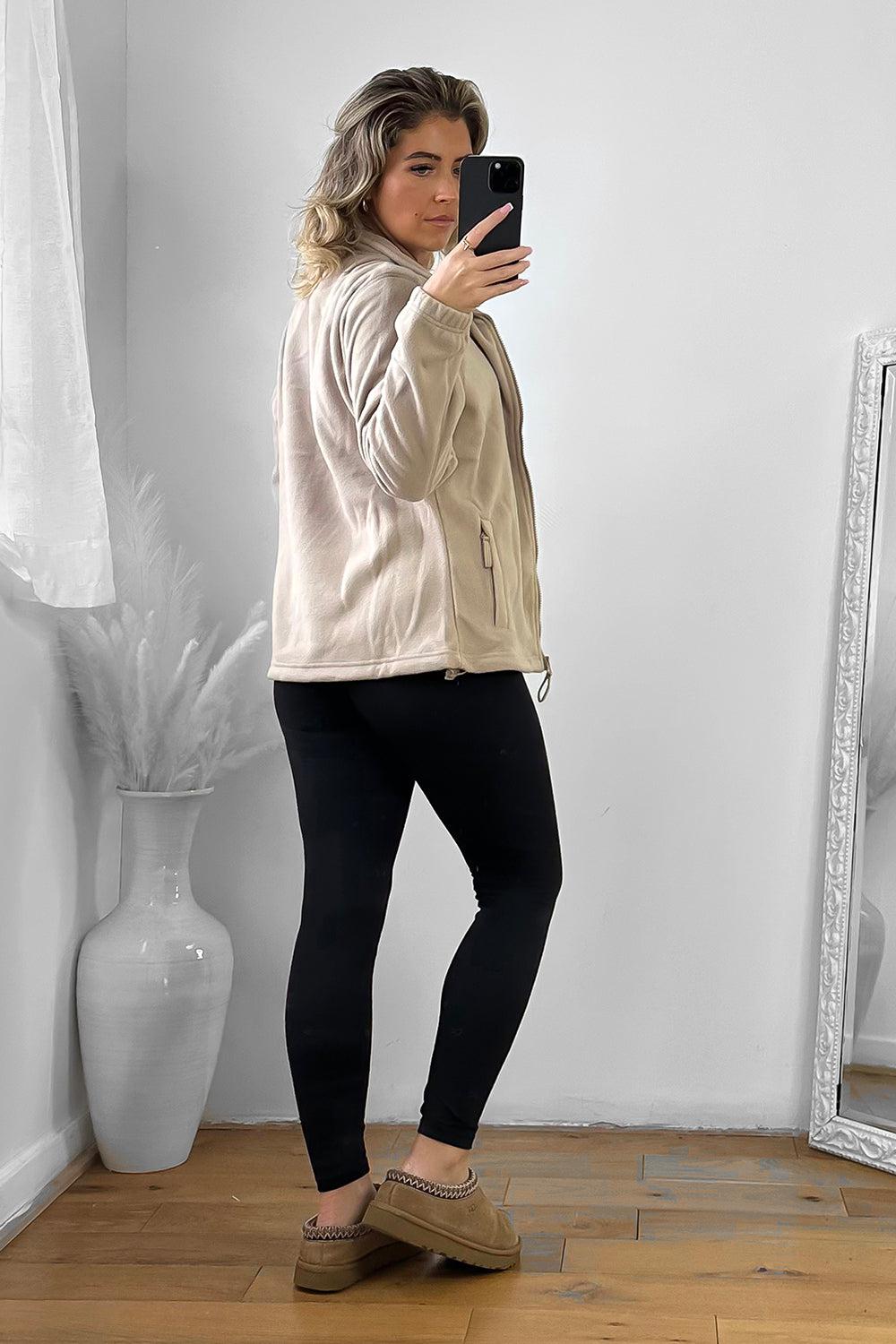 Zipped Front High Neck Fleece Jacket-SinglePrice