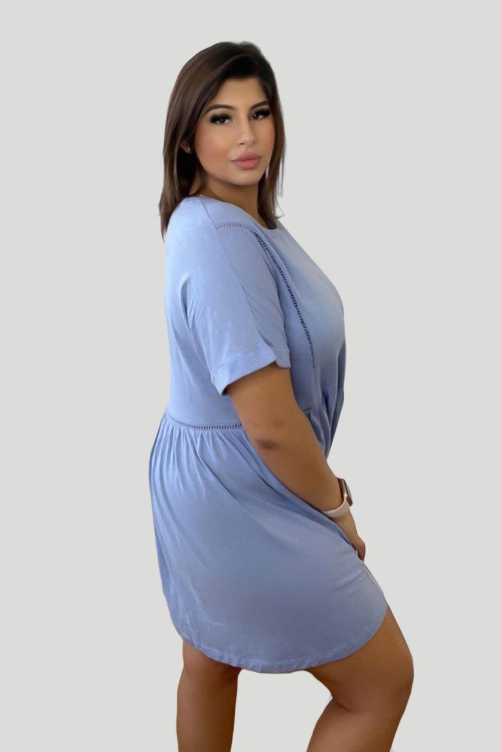 100% Cotton Elastic Waist Comfort Summer Dress-SinglePrice