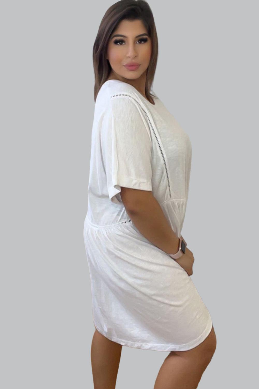 100% Cotton Elastic Waist Comfort Summer Dress-SinglePrice