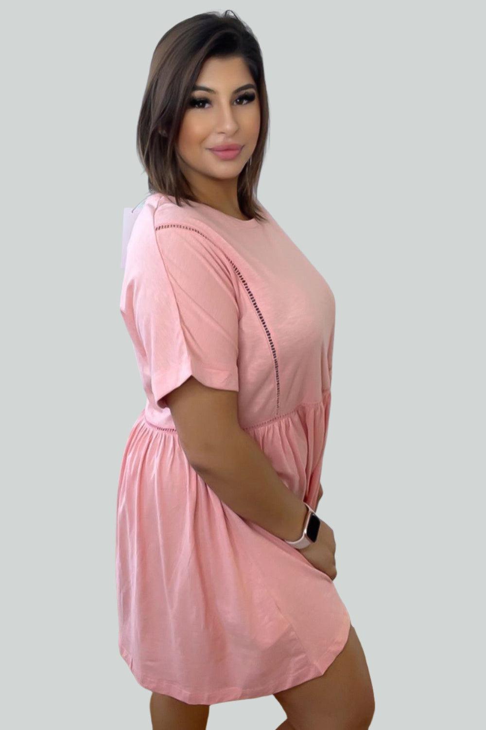 100% Cotton Elastic Waist Comfort Summer Dress-SinglePrice