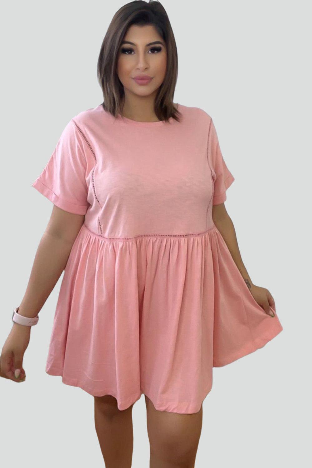 100% Cotton Elastic Waist Comfort Summer Dress-SinglePrice