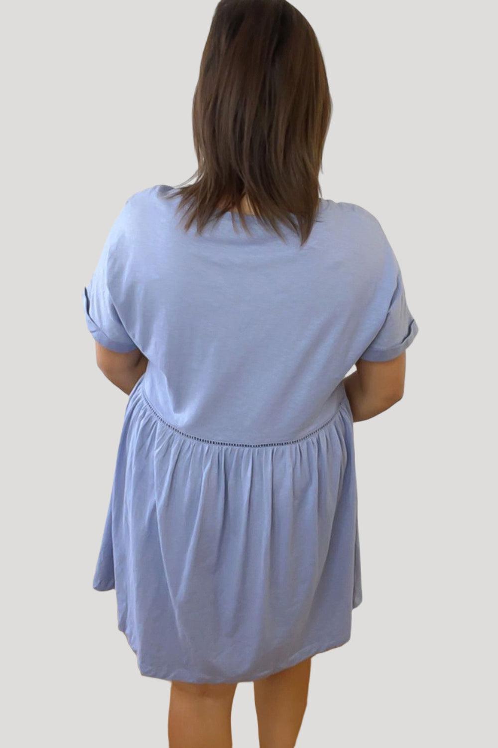 100% Cotton Elastic Waist Comfort Summer Dress-SinglePrice