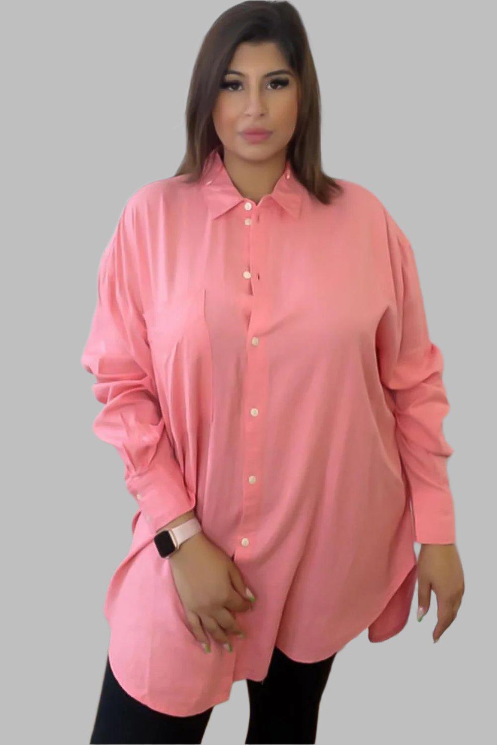 Linen Blend Longline Smart Shirt-SinglePrice