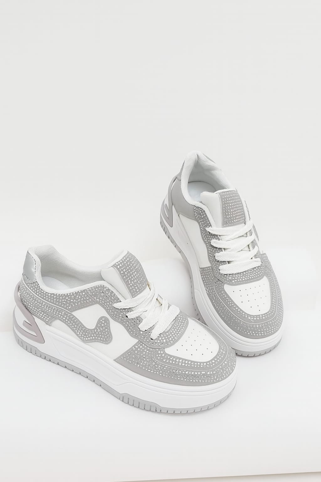 Wholesale Contrast Embellished Chunky Sole Faux Leather Sneakers (BOX OF 12)