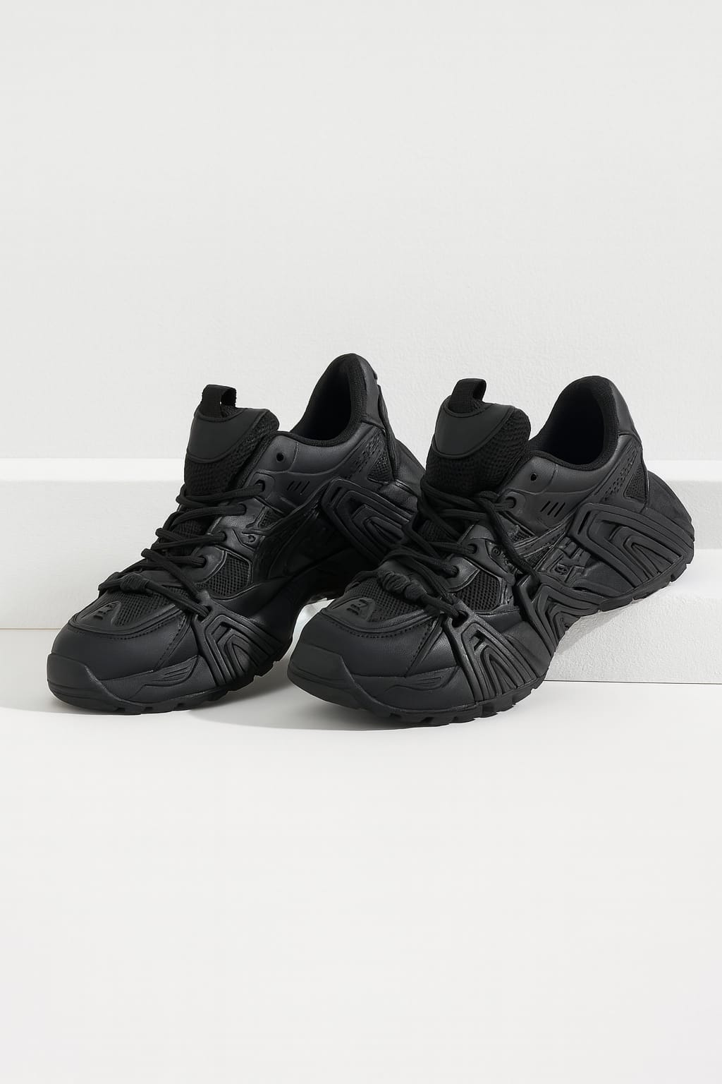 Chunky Tech-Runner Breathable Synthetic Sneakers
