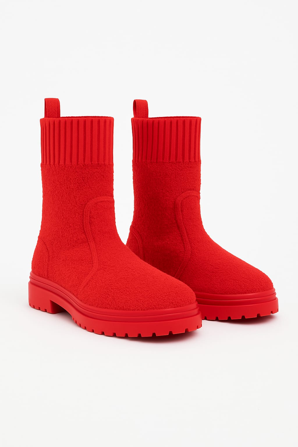 Wholesale Calf Sock Knit Shaft Chunky Sole Boots (BOX OF 12)