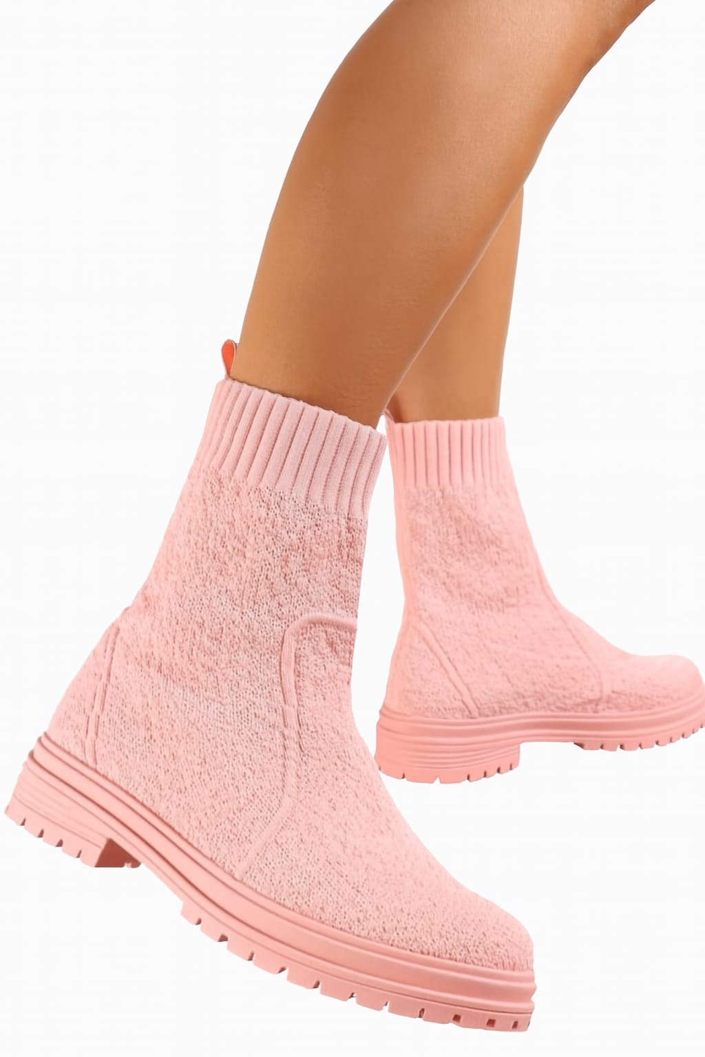 Wholesale Calf Sock Knit Shaft Chunky Sole Boots (BOX OF 12)