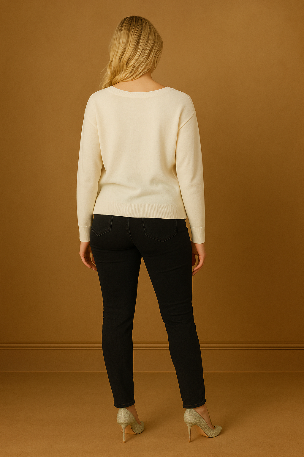 Cotton Blend Relaxed Fit Batwing Sleeve Pullover