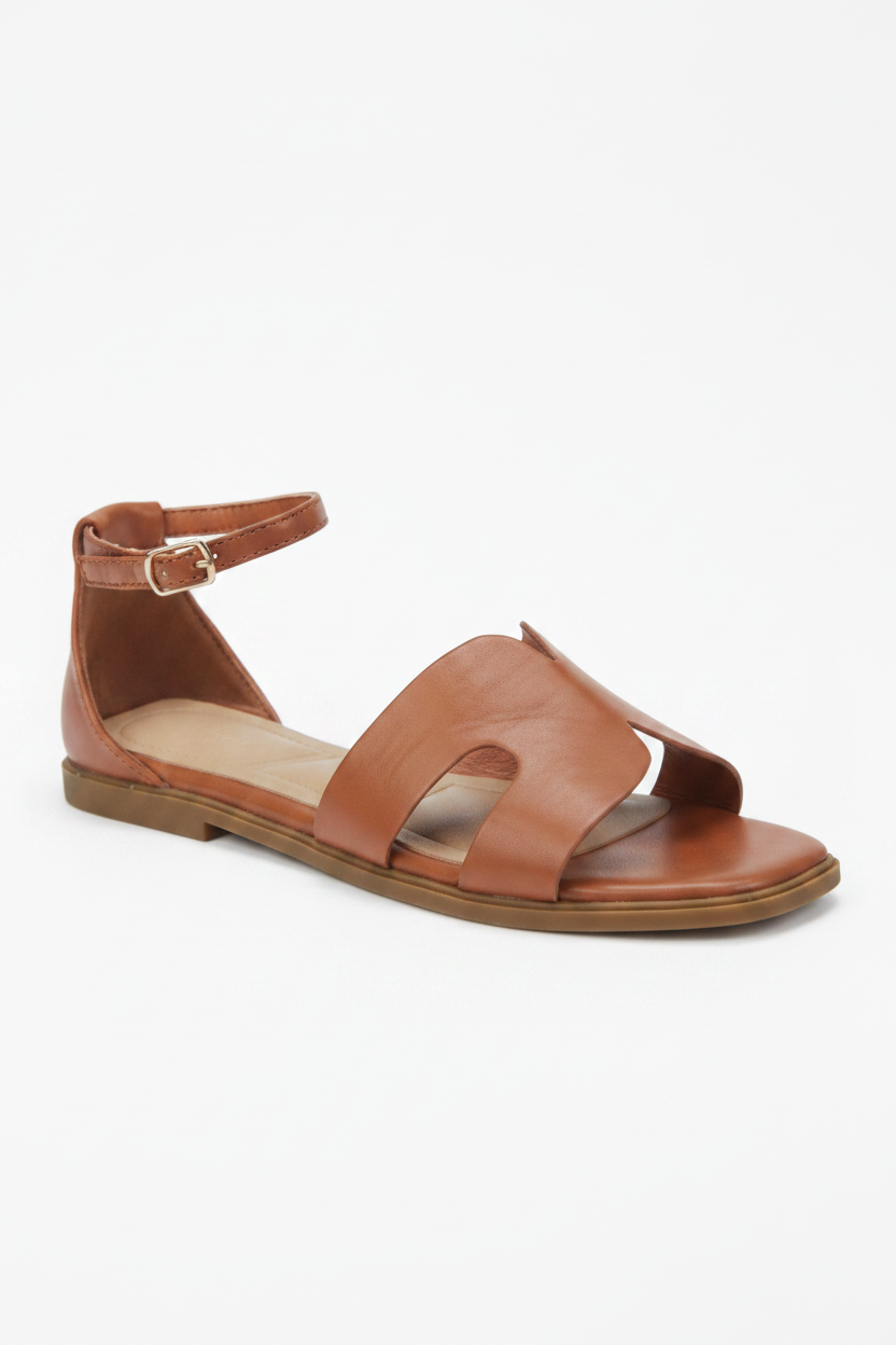 Wholesale Women's Casual Cut-Out Flat Sandals with Adjustable Ankle Strap (PACK OF 14)