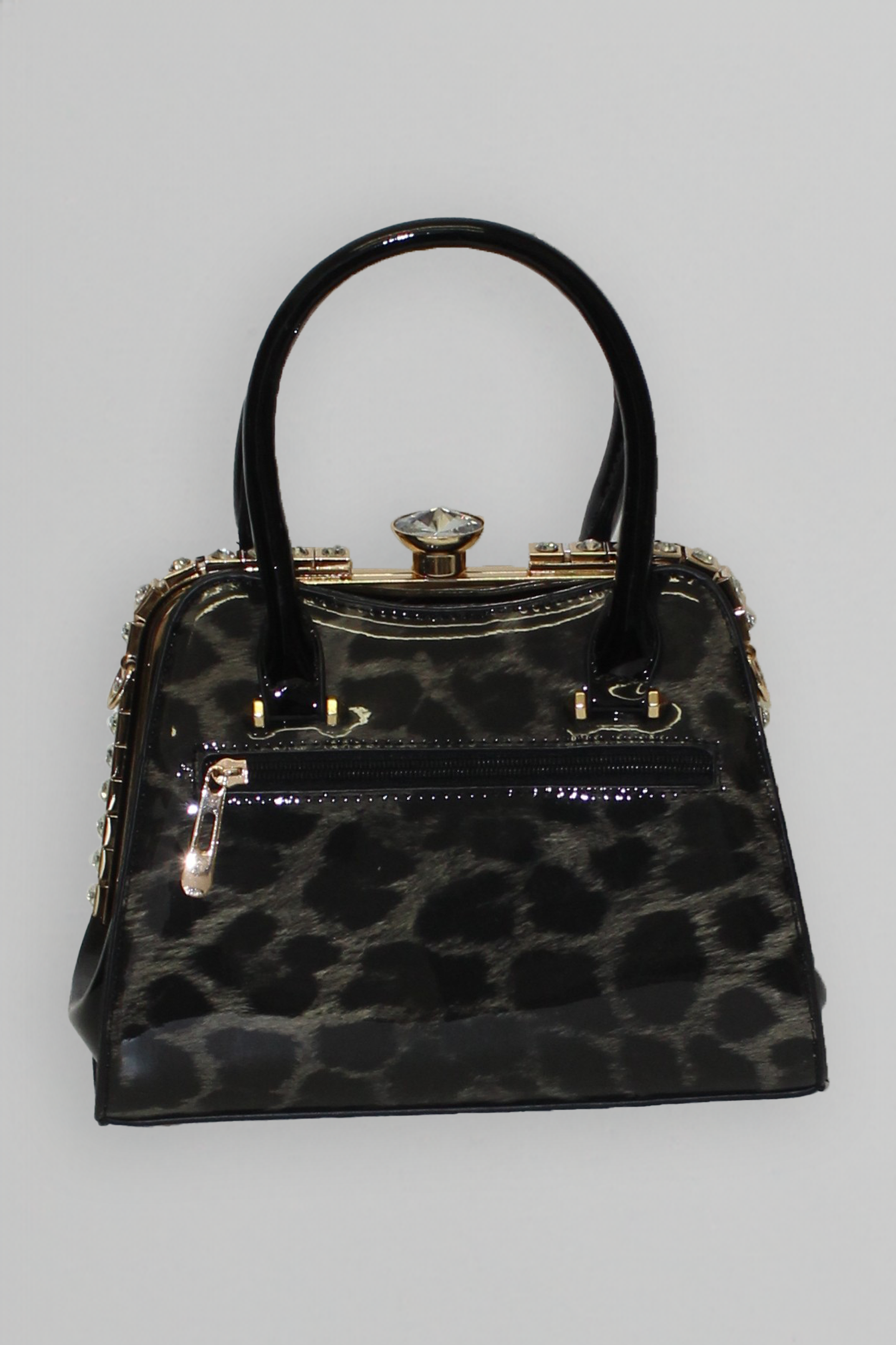 Diamond Leopard Print Patent Handbag-SinglePrice
