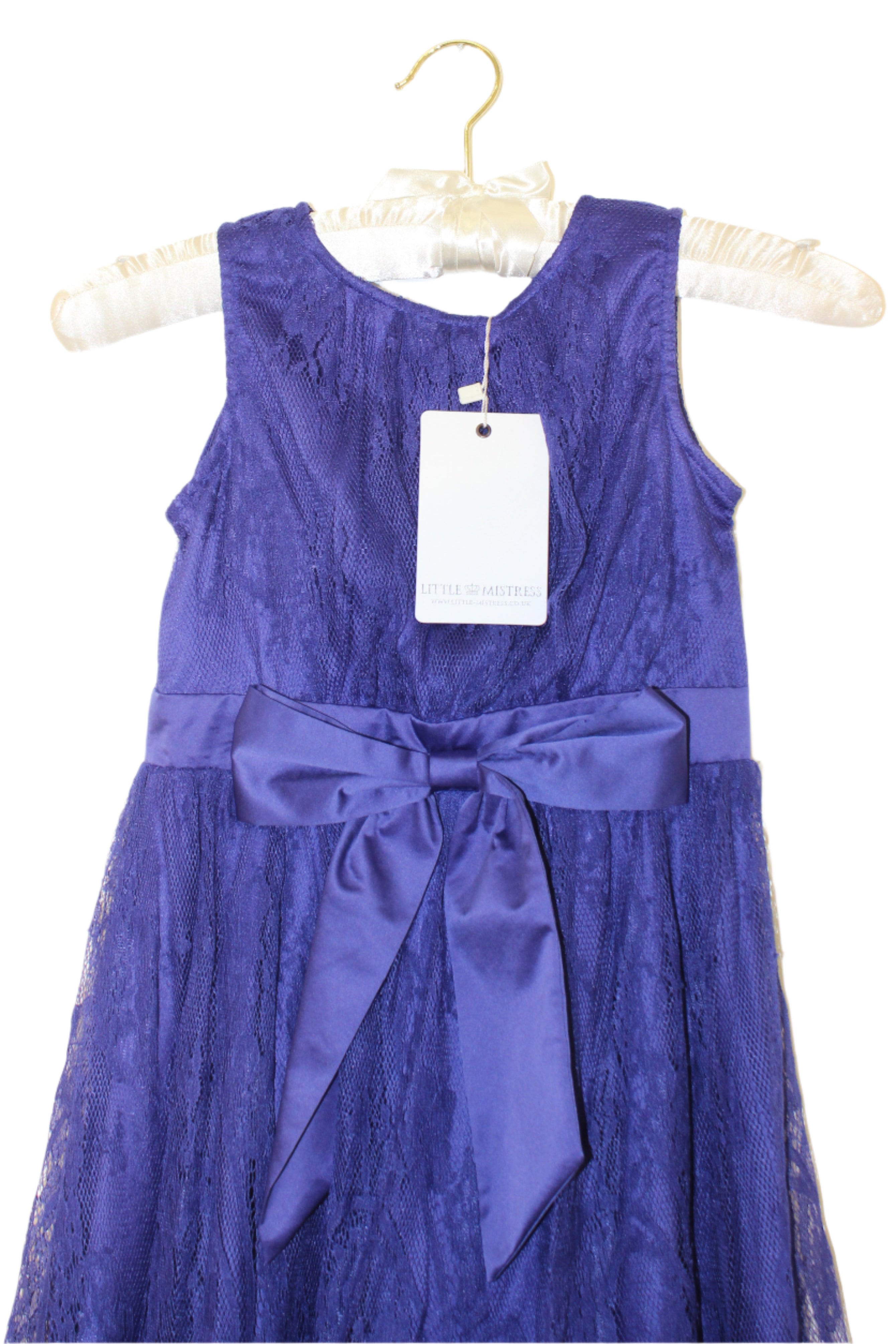 Blue Lace Bow Detail Girls Occasion Dress