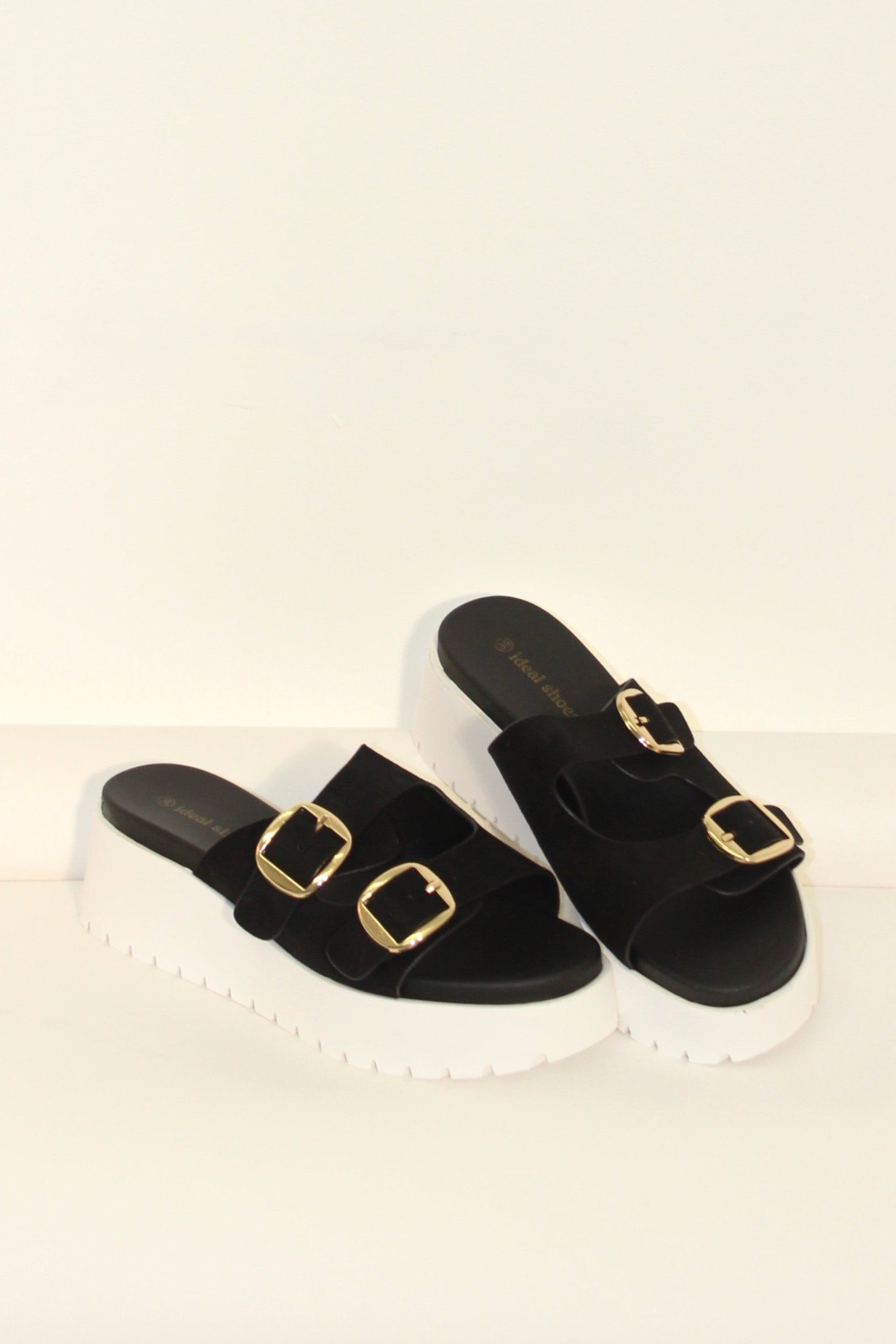 Wholesale Women’s Chunky Adjustable Double Buckle Slider Shoes (BOX OF 12)