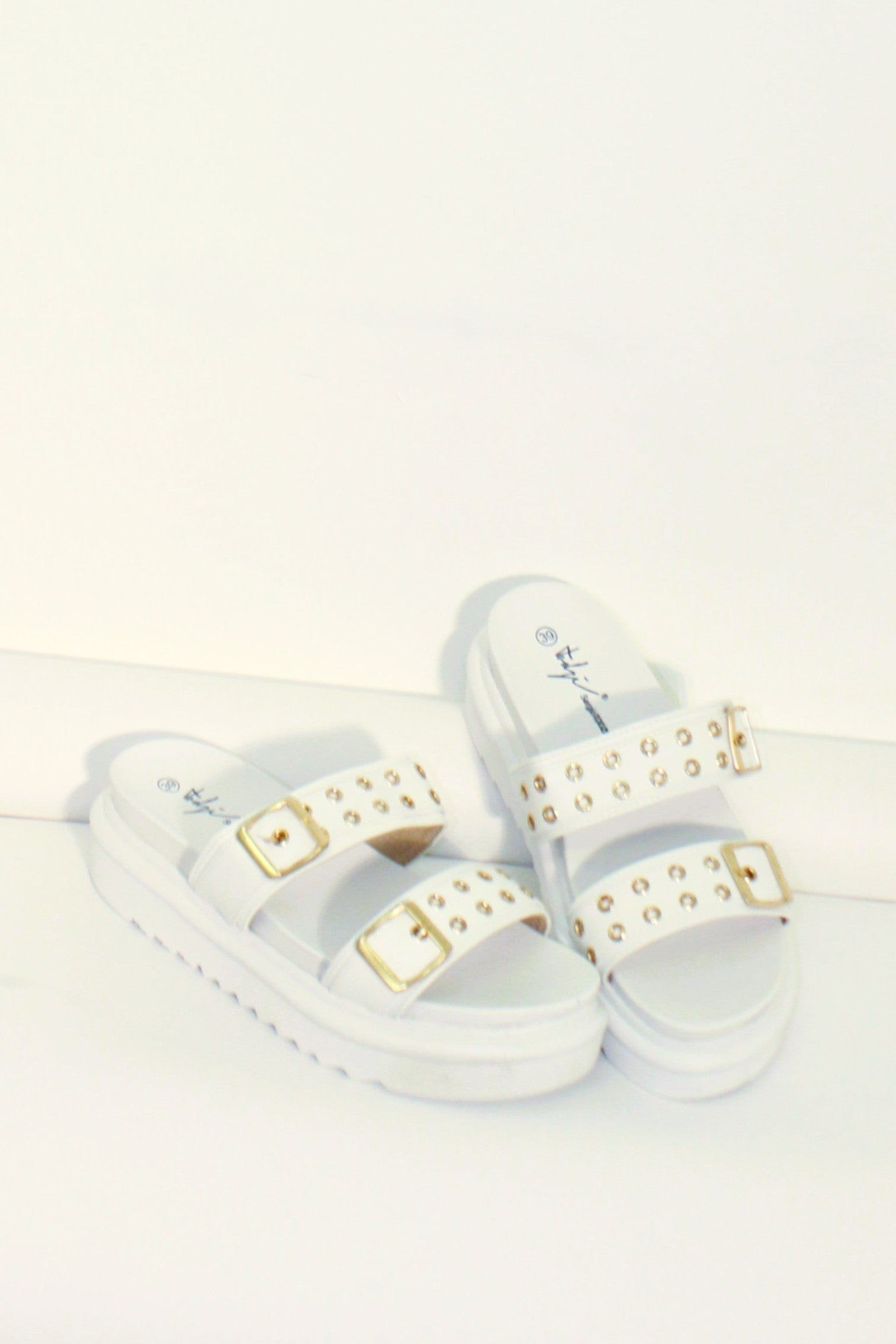 Wholesale Women's Vegan Leather Adjustable Buckle Chunky Slider Shoes (BOX OF 12)