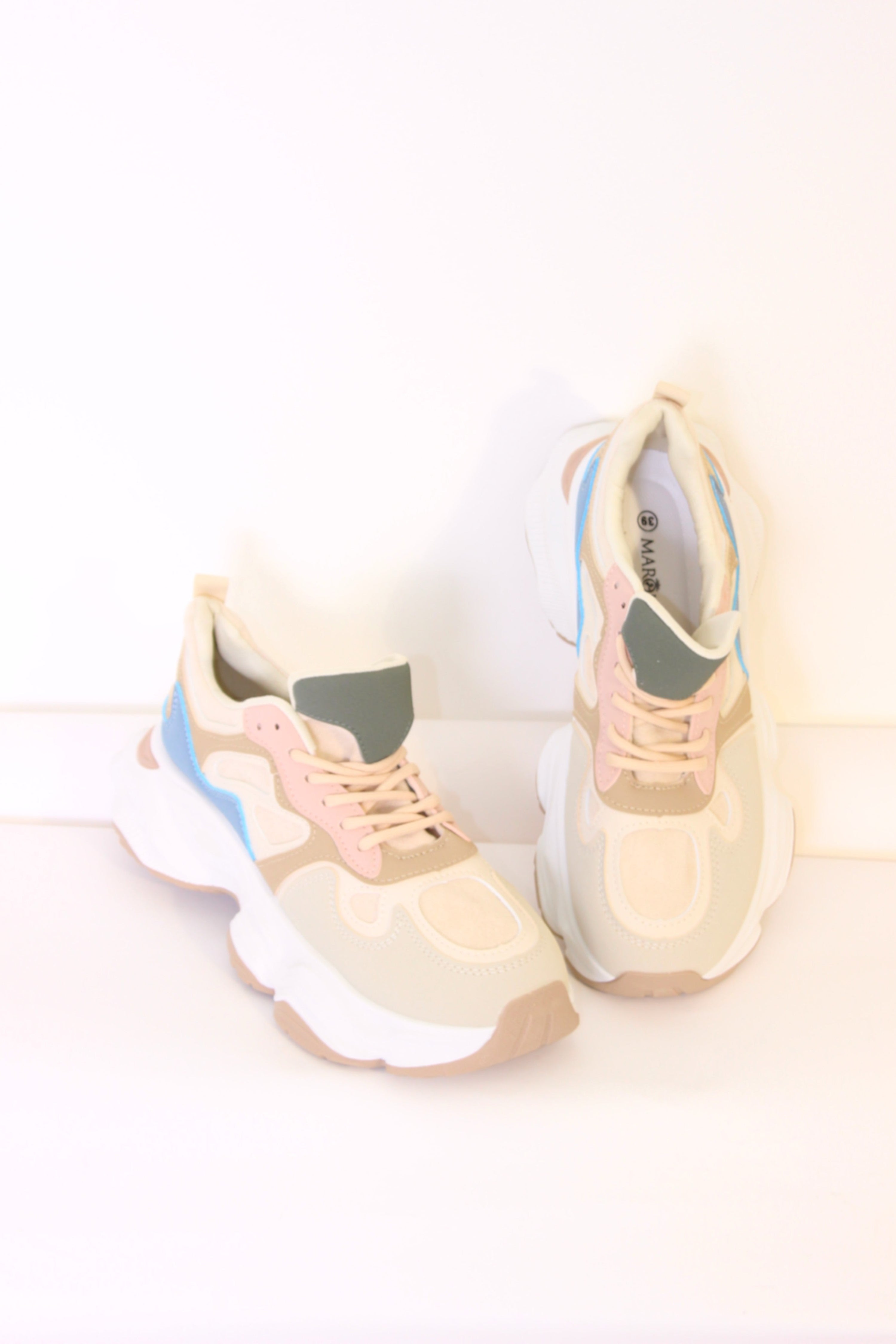 Wholesale Women's Contrast Textile Chunky Platform Lace-Up Trainers (BOX OF 12)