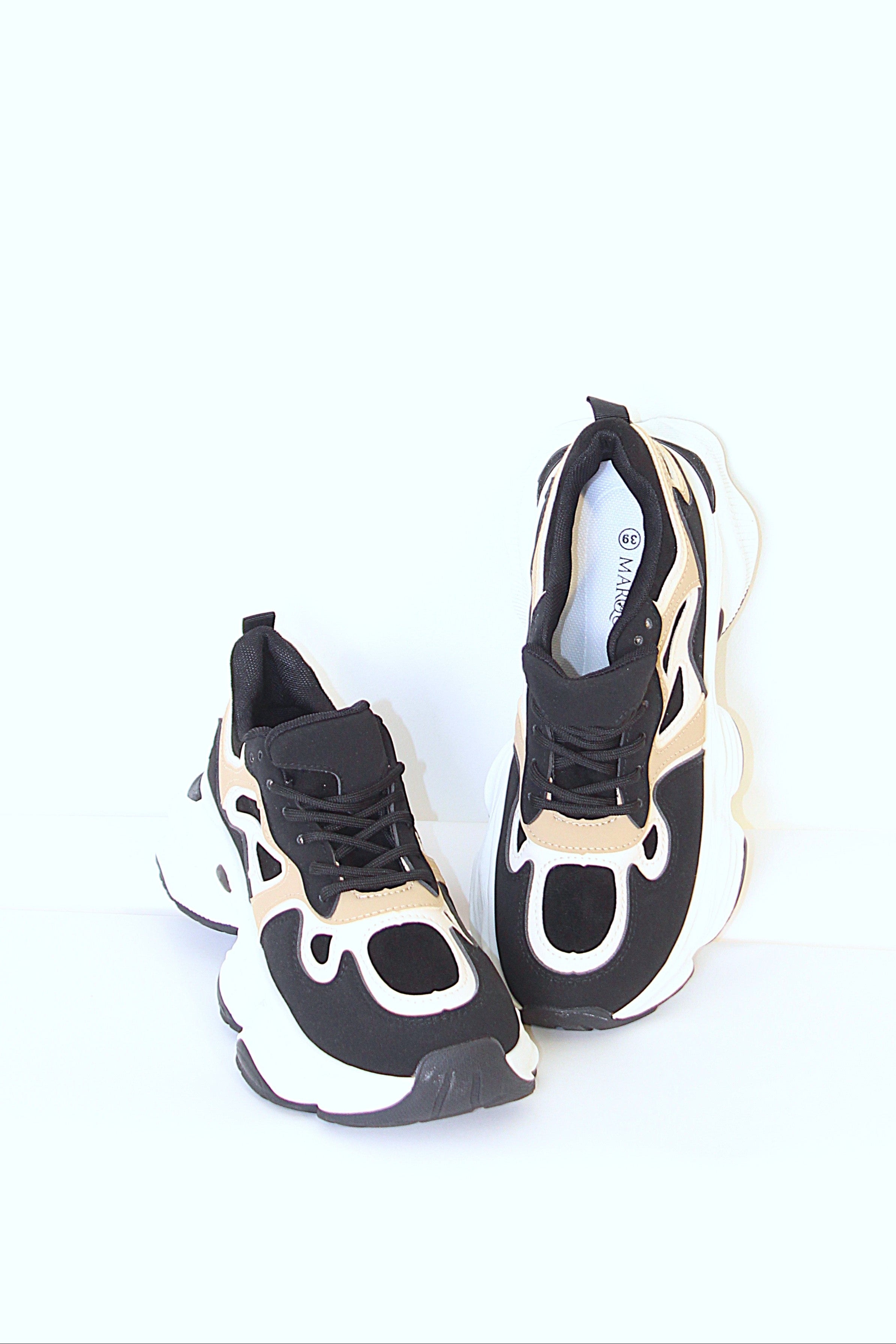 Wholesale Women's Contrast Textile Chunky Platform Lace-Up Trainers (BOX OF 12)